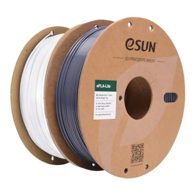 Image de eSUN Filament PLA 1.75mm, pour Imprimante 3D Précision Dimensionnelle +/ 0.03mm, 1KG par Bobine, 2 Bobines 3D,Gris et Blanc Froid