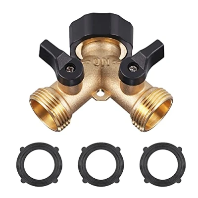 Image de Zocipro Robinet Double Sortie Machine a Lave, Répartiteur de Jardin en Laiton, Raccord Y, 3/4 Pouces pour Connexion 2 Appareils, Adaptateur