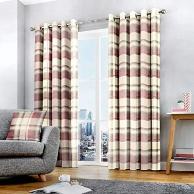 Image de Fusion Alabar Deux Panneaux de Rideaux, 100, Doublure : 52% polyester/48% Coton, Rose, Curtains: 90&quot; Width x 72&quot; Drop (229 183cm)