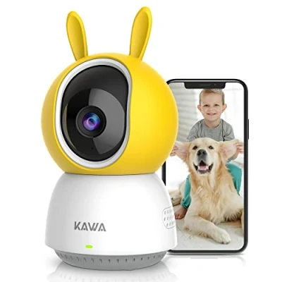 Image de Caméra Surveillance WiFi, de Sécurité d’intérieur 2K 360, 2,4G Wi Fi, Pour Animaux Compagnie, Audio Bidirectionnel, Vision Nocturne, Détection Mouvement, Compatible avec Alexa
