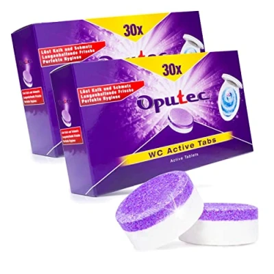 Image de 60x Oputec WC Active Tabs : Pour le nettoyage des WC, toilettes et urinoirs Anticalcaire Fraîcheur
