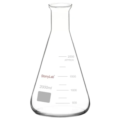 Image de stonylab 1 Paquet Flacon Erlenmeyer à Large Ouverture en Verre, 2000 ml Bouteille Verre Borosilicate Flask avec Jante Robuste