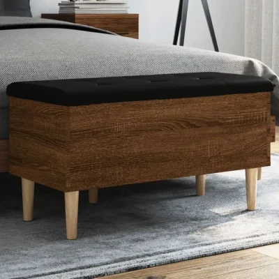 Image de vidaXL Banc de Rangement, Coffre avec Couvercle, à Chaussures Siège, Tabouret Salon, Moderne, Chêne Marron 835081