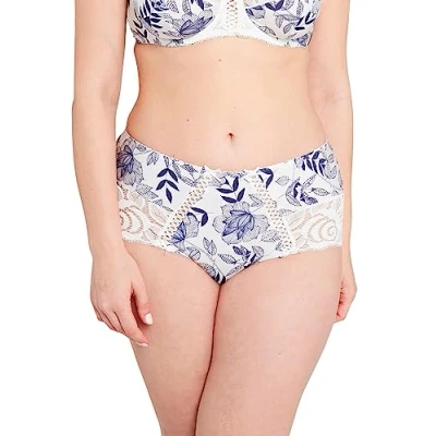 Image de SANS COMPLEXE, Shorty Modèle Amélie Print, avec Dentelle Graphique, à l&#039;arrière Un imprimé très Tendance, pour Femme, Imprime Feuillage Bleu Ruban, 46 48