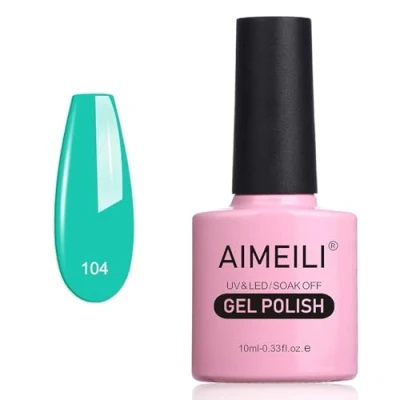 Image de AIMEILI Vernis à Ongles Gel Vert Sans HEMA Semi Permanent Soak Off UV LED Polish 10ml Turquoise (104)