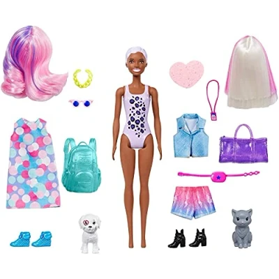 Image de Barbie Color Reveal Deluxe poupée avec 25 éléments mystère, 15 sachets Surprise, thème Carnaval &amp; Concert, Jouet pour Enfant, GPD57