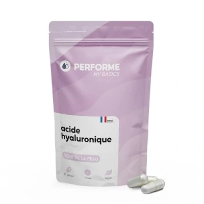 Image de Acide Hyaluronique + Vitamine C Anti âge Repulpant Elasticité de la peau 30 gélules végétales 1 mois cure My Basics Performe