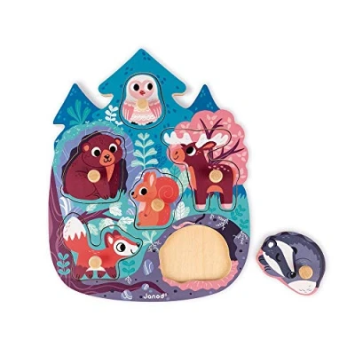 Image de Janod puzzle à boutons forêt 6 pièces