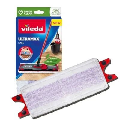 Image de Vileda Recharge Ultramax Care, Paquet de 1, pour les sols délicats, Microfibre 100 % Recyclée, Nettoyage en Douceur des Parquets