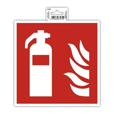 Image de Exacompta Réf. 67031E 1 panneau autocollant EXTINCTEUR En PVC traité anti dérapant et résistant aux UV Dimensions du : 20 x cm Coloris rouge