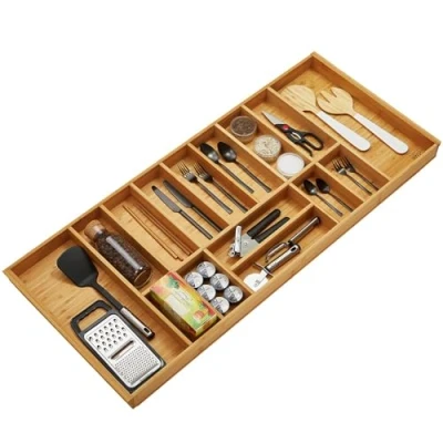 Image de ORGA BOX 3 Range couverts BAMBOO pour tiroir 120 cm (473 x 1097 mm) avec 15 compartiments insert de en bois cuisines Nobilia/Noblessa à partir d&#039;août 2012