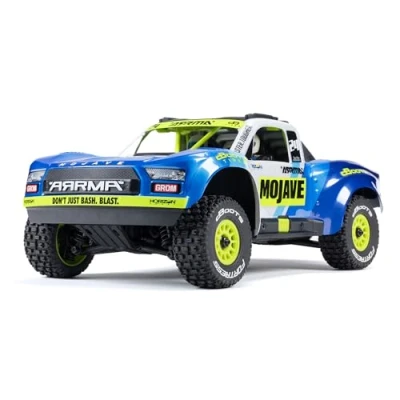 Image de Arrma Mojave GROM, Voiture télécommandée, RC 1/18, Moteur sans balais de Plus 30 km/h, avec Batterie et Accessoires, Bleu Blanc, ARA2104T2