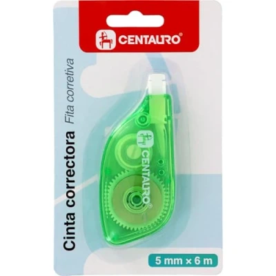 Image de Centauro Ruban correcteur d&#039;écriture, 5 mm x 6 m, séchage rapide, haute adhérence et douceur à l&#039;écriture, parfait comme matériel de bureau scolaire, couleur aléatoire vert ou jaune