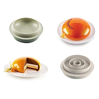 Image de SILIKOMART Set Drop + Multi Insert Round Moule en silicone 3D, 2,5 litres Gris Soie