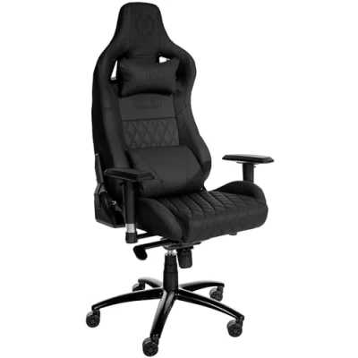 Image de CLP Fauteuil De Bureau Gaming Keren en Véritable Cuir I Chaise Gamer Hauteur Réglable Dossier Inclinable Coussin Lombaire Pivotant, Couleur:Noir