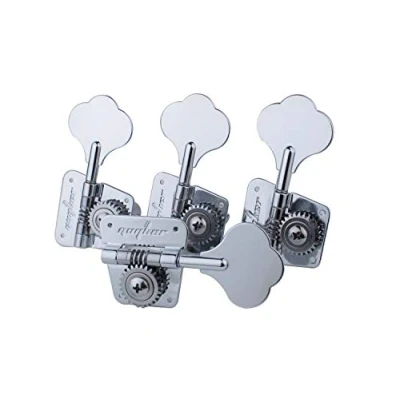 Image de Guyker Bass Tuners (4 for Right) 1:26 Ratio Open Gear Tuning Key Pegs Machine Head Replacement Electric Jazz Guitar or Precision Instruments Chrome