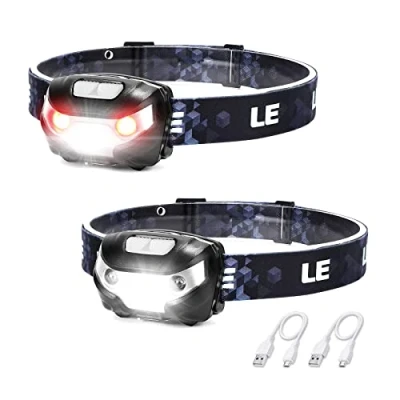 Image de LE Lampe Frontale Rechargeable, L3200 Torche Led Ultra Puissante, 5 Modes d&#039;Éclairage avec Voyant Rouge, Autonome 30 Heures, Super Lumineux Léger Étanche pour Camping, Pêche, Cyclisme