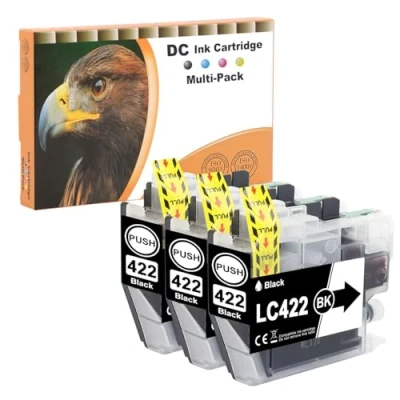 Image de D&amp;C LC422 Cartouches d&#039;encre compatibles pour Brother LC 422BK LC422XL MFC J5340DW J5345DW J5740DW J6540DW J6940DW (Noir, 3 Pack)