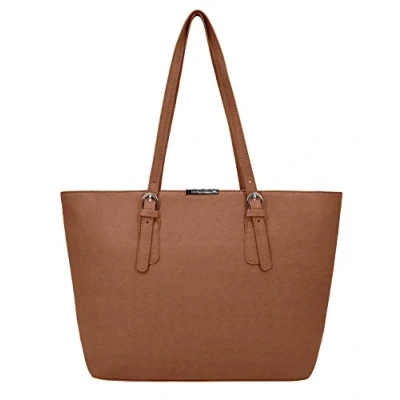 Image de David Jones Sac à Main Shopping Femme Grand Format Cours Lycée Fille Cabas Fourre Tout Porté Epaule Cuir PU Anse Longue Shopper Grande Capacité A4 Etudiante Travail Marron Camel