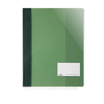 Image de Durable 269005 Lot de 25 Chemises à Lamelles Format A4+ avec Porte Étiquette Couverture Transparente Dos Opaque Vert