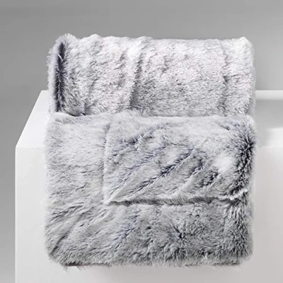 Image de douceur d&#039;intérieur, Plaid (180 x 220 cm) Antartic Gris, Imitation Fourrure