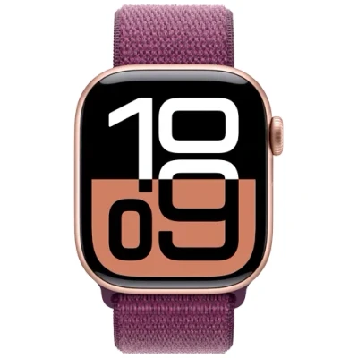Image de Apple Watch Series 10 42mm Or (Bracelet En Nylon Violet)