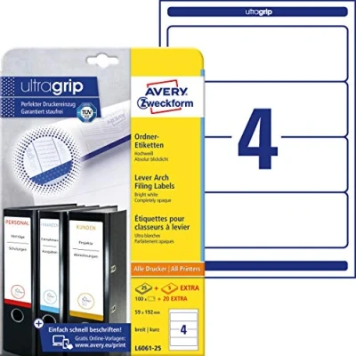 Image de Avery Zweckform Étiquettes pour classeur Opaque Format A4 blanc
