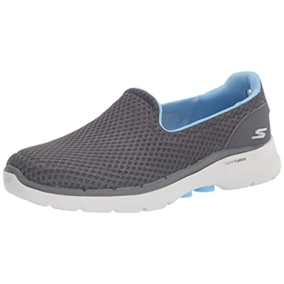 Image de Skechers Femme Sneaker, Textile, Gris Textile Bleu Trim, 41 EU