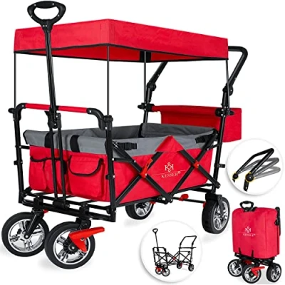 Image de KESSER® Chariot de Transport GT9000 Pliable avec Toit Charrette à Bras 2 systèmes Ceinture 3 Points fournis capacité Charge 80 kg Maximum