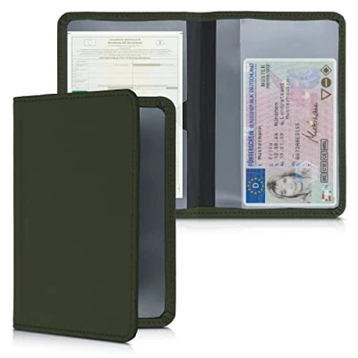 Image de kwmobile Porte permis de Conduire Carte Grise avec Compartiments Cartes Passeport Étui Portefeuille Protection en néoprène Vert foncé