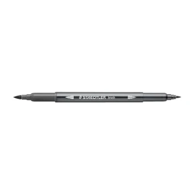 Image de STAEDTLER 3001 Feutre de Coloriage Aquarellable Double Pointe Pinceau 1 6 mm et Fine 0,5 0,8 Gris 8