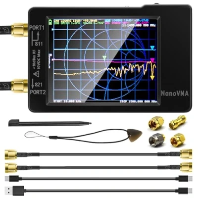 Image de AURSINC Nanovna H Analyseur réseau vectoriel 10 kHz 1,5 GHz HF VHF UHF d&#039;antenne Mesure des paramètres S, Rapport d&#039;onde Stationnaire de Tension, Retard, Table Smith Version REV3.5