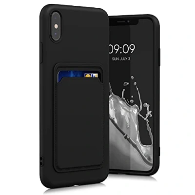 Image de kwmobile Housse Compatible avec Apple iPhone XS Max Coque de téléphone Compartiment Carte en Silicone Noir