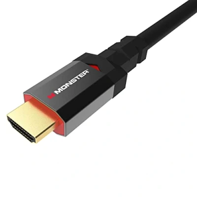 Image de MONSTER Câble HDMI Résolution 8K Dolby Vision 48 GBPS Vitesse Éclair Homologué UL et CL3 Triple Blindage 1,8 Mètres Noir