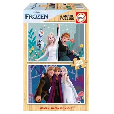 Image de Educa Ensemble de 2 Puzzles Bois avec 25 pièces chacun Reine des Neiges. Mesure: 26 x 18 cm. Recommandé 4 Ans (19959)