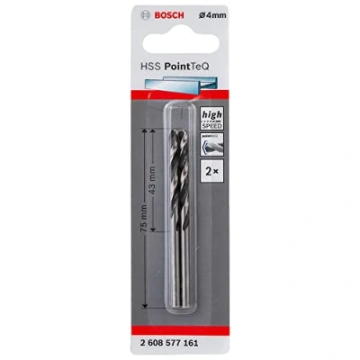 Image de Bosch Professional 2x Forets hélicoïdaux HSS PointTeQ (pour métal, 4 x 43 75 mm, accessoires pour perceuse visseuse)