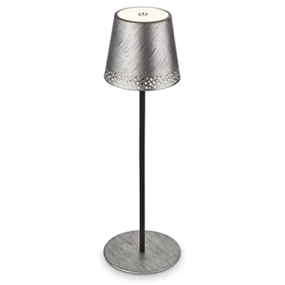 Image de BRILONER lampe de table LED rechargeable 2 en 1, gradation progressive, tactile, lumière mobile, d&#039;extérieur, sans fil, argent antique