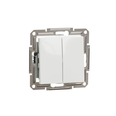 Image de Schneider Electric Asfora EPH0670121D Double interrupteur va et vient encastré 10 AX 250 V Bornes à fiche Blanc