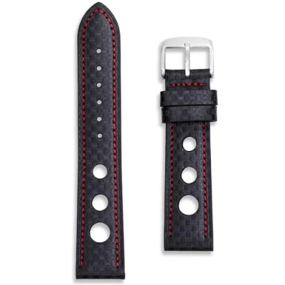 Image de Bracelet de montre rallye en fibre carbone perforé 18 mm, 20 22 coutures noires, rouges et oranges, outils barrettes à ressort inclus, 22mm, Cuir