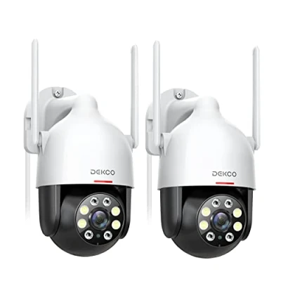Image de DEKCO 2K Camera Surveillance WiFi Extérieure, 360 PTZ Caméra Surveillance, Détection Mouvement, Vision Nocturne en Couleur, Alerte Instantanée, Audio Bidirectionnel, Étanche IP66, 2 Pack