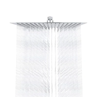 Image de Ibergrif Tete de Douche Inox Economie d&#039;Eau, Pommeau Carré 30CM, Pluie Universelle Filetage 1/2 Pouce, Rotatif 360, Inclinable 30, Facile à Installer et Nettoyer