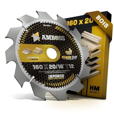 Image de AMBOSS WERKZEUGE® Lame de scie circulaire HM, 160 x 20/16 mm, 16 Z12, à dents alternées, pour le bois, découpe, avec bague réduction, Bosch PKS 55 A, Metabo KS 55, Scheppach PL55, Festool