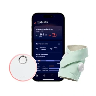 Image de Owlet Dream Sock® Système de surveillance intelligent pour bébé Suivi en direct la fréquence cardique et l&#039;oxygène du nourrisson Mint