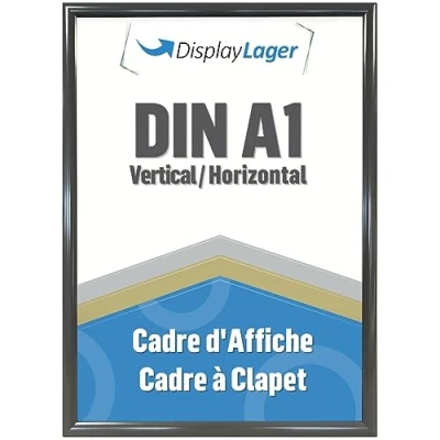 Image de DisplayLager, qualité danoise Cadre encliquetable A1 gris anthracite avec profil en aluminium de 25 mm, vitre protection antireflet, matériel fixation