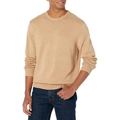 Image de Amazon Essentials Pull à col rond (grandes tailles disponibles) Homme, Fauve Chiné, M