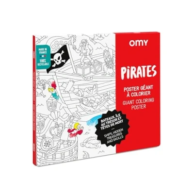 Image de OMY Poster Géant à Colorier Pirates 100 cm x 70 Encadrable Une aventure Originale et Amusante Papier Extra Blanc Qualité Supérieure 120 g/m² Conçu Fabriqué en France