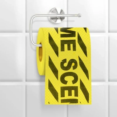 Image de Papier toilette amusant en forme de ruban signalisation Mad Monkey, Jaune Fluo, Noir