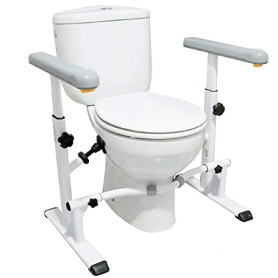 Image de KMINA Cadre Toilette Securise Réglable, Rehausseur WC Adulte avec Accoudoir, Barre d&#039;Appui WC, Accoudoir de Résistant, Handicapé, Largeur et Hauteur Réglables