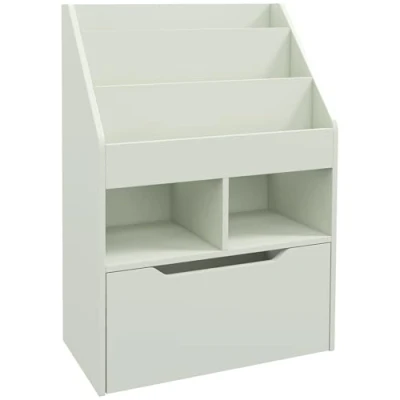 Image de HOMCOM Bibliothèque étagère Multi Rangement 3 étagères 2 niches Grand tiroir en Bois Vert Clair