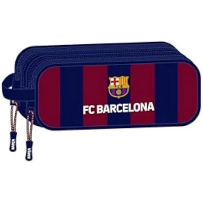Image de Safta F.C. Barcelona Trousse Double pour Enfant, idéale Les Enfants d&#039;âge Scolaire, Confortable et Polyvalente, qualité résistance, 21 x 6 8 cm, Bleu Marine/Grenat,